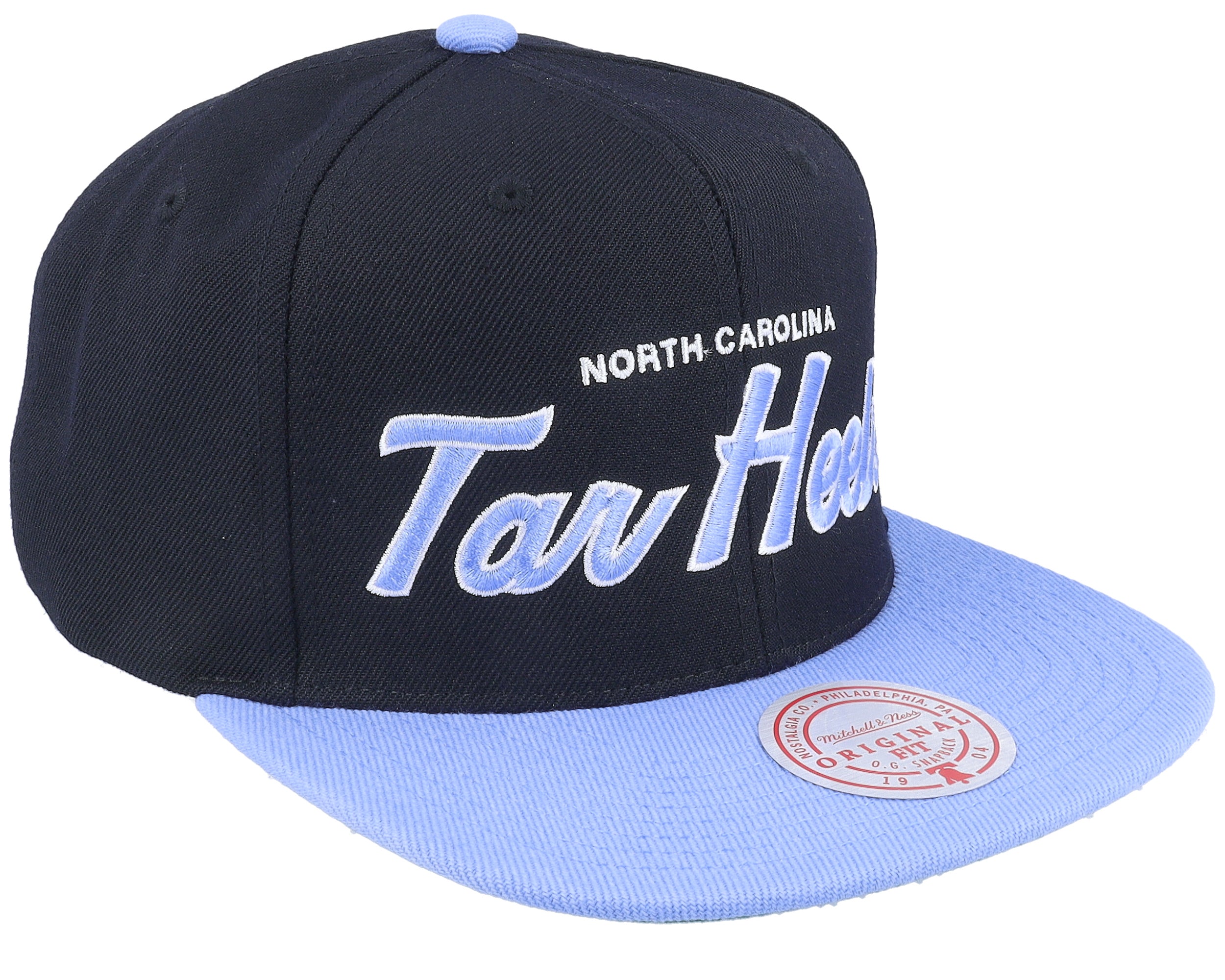 Mens Mitchell & Ness NCAA TEAM SCRIPT 2.0 SNAPBACK NORTH CAROLINA