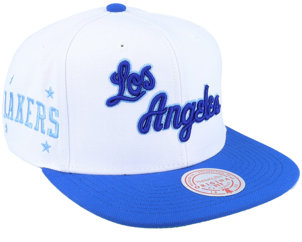 MENS MITCHELL & NESS NBA SIDE CORE 2.0 SNAPBACK HWC LAKERS - WHITE-ROYAL
