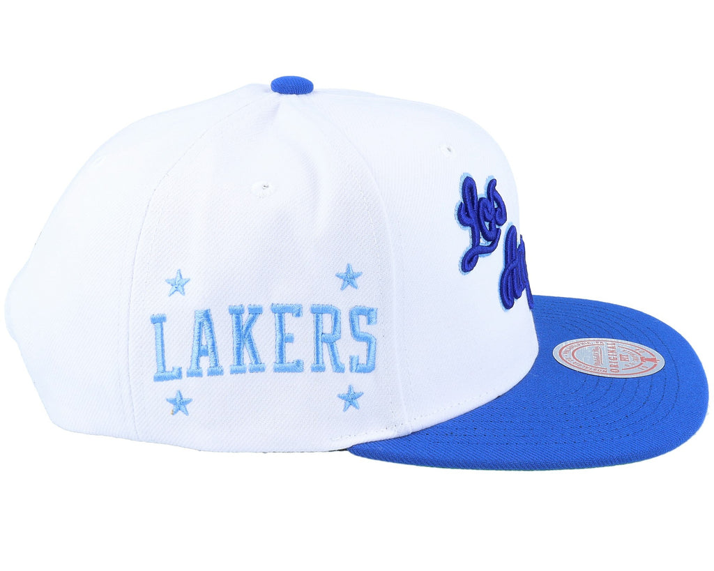 MENS MITCHELL & NESS NBA SIDE CORE 2.0 SNAPBACK HWC LAKERS - WHITE-ROYAL