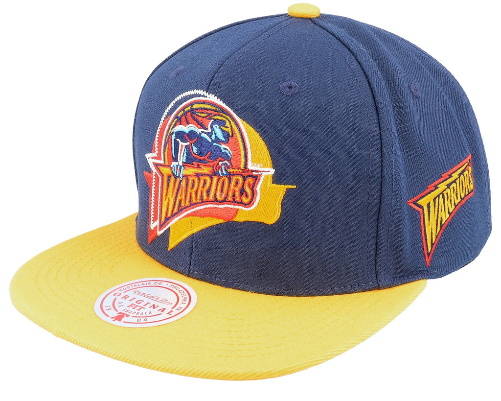 MENS MITCHELL & NESS NBA LOGO BLUR SNAPBACK HWC WARRIORS - BLUE-YELLOW