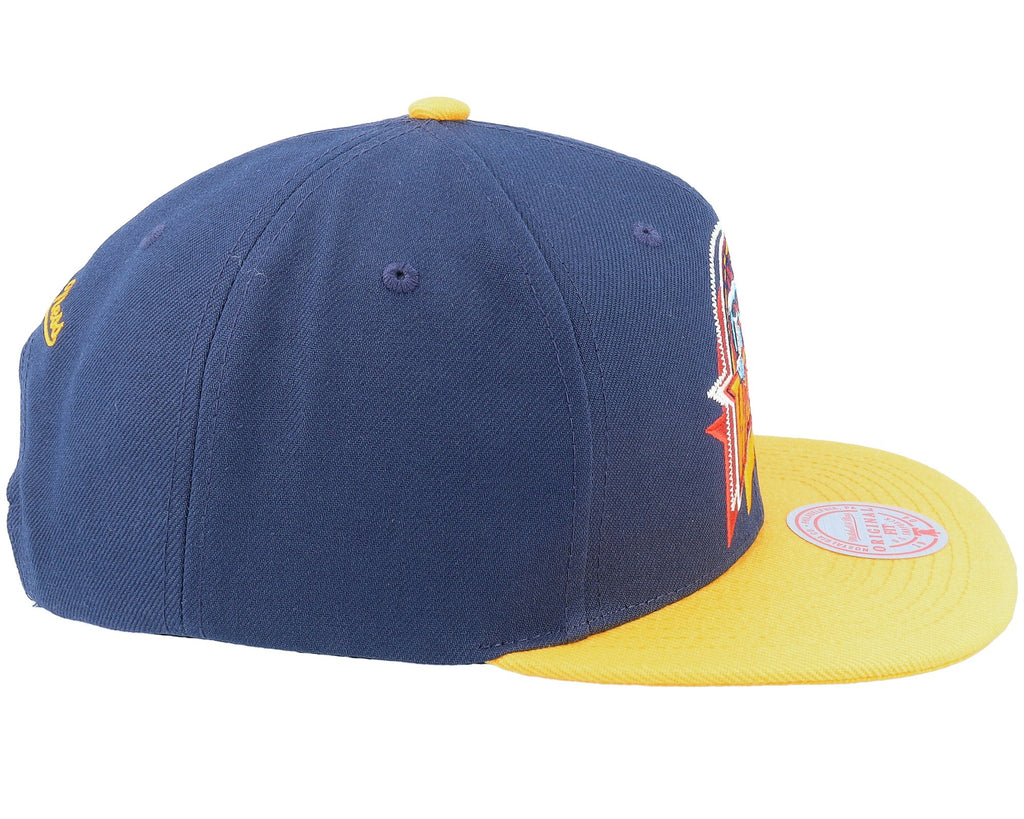 MENS MITCHELL & NESS NBA LOGO BLUR SNAPBACK HWC WARRIORS - BLUE-YELLOW