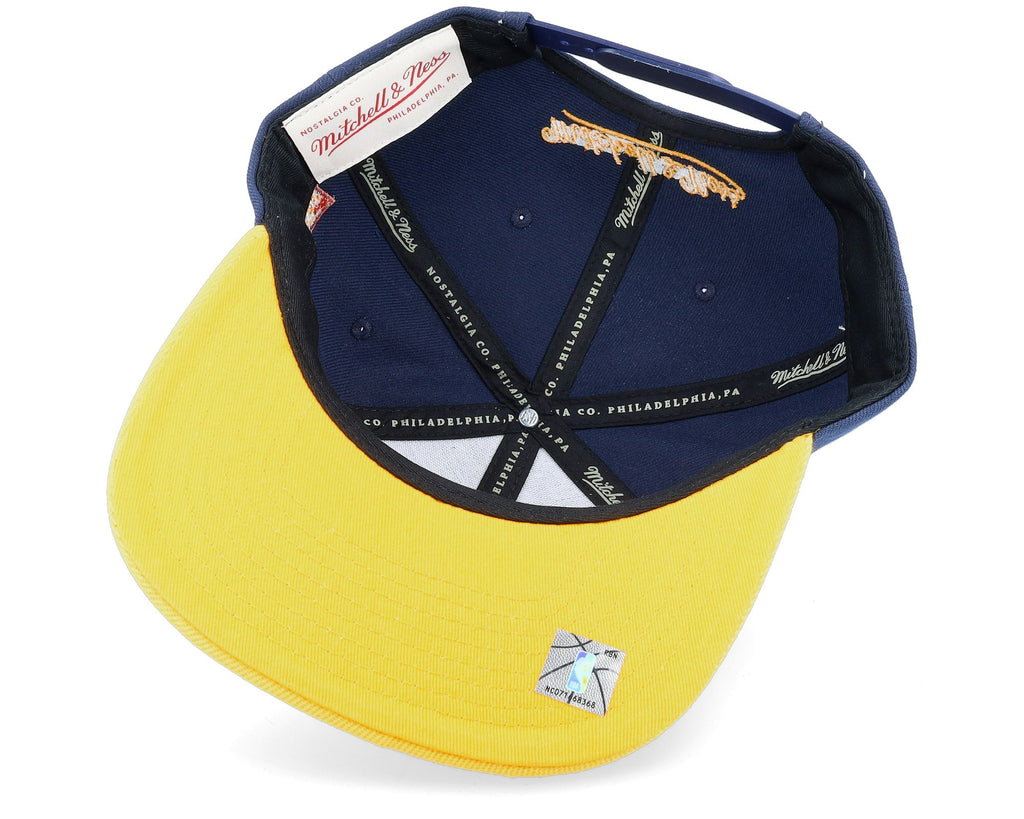 MENS MITCHELL & NESS NBA LOGO BLUR SNAPBACK HWC WARRIORS - BLUE-YELLOW