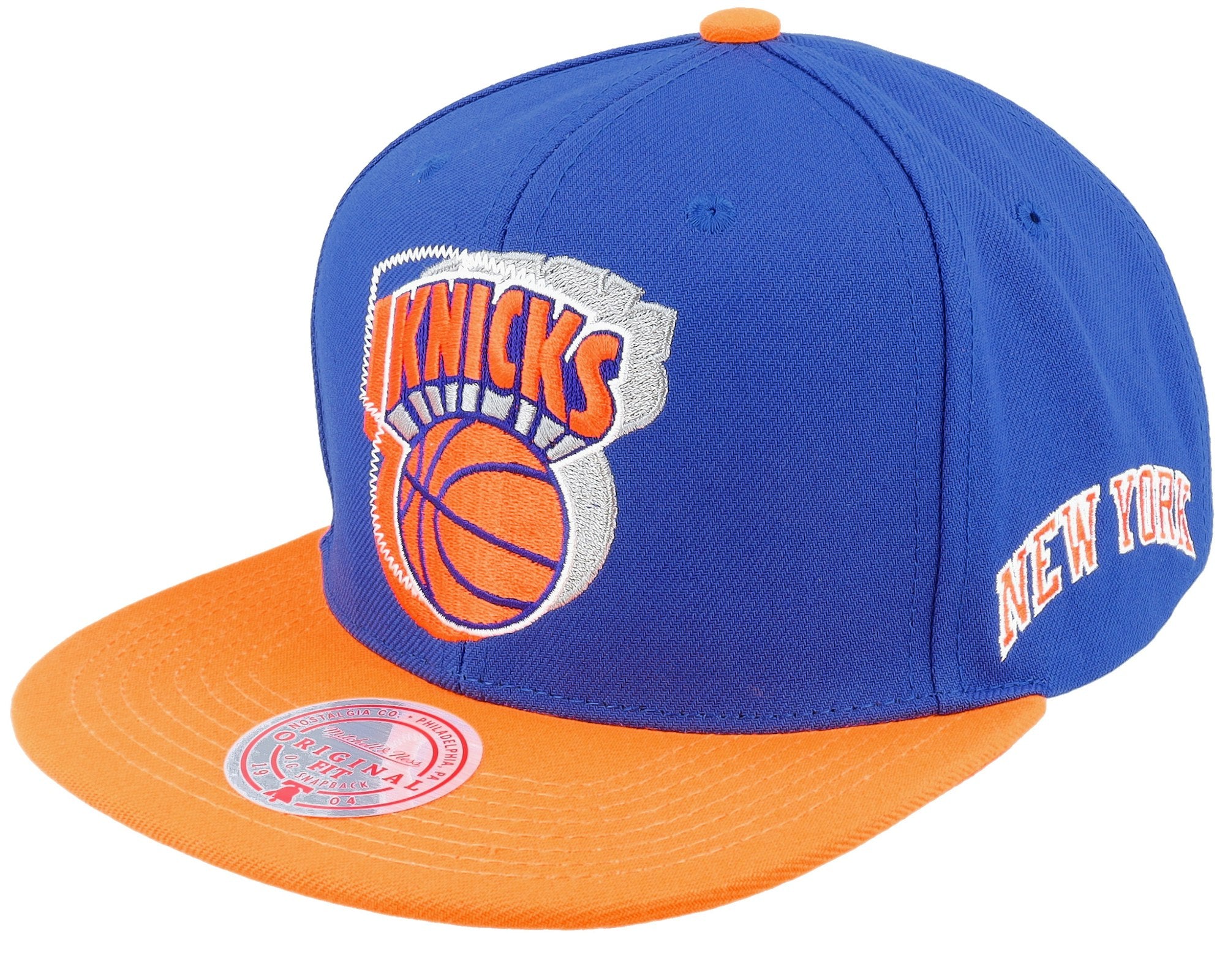 MENS MITCHELL & NESS NBA LOGO BLUR SNAPBACK HWC KNICKS - BLUE-ORANGE