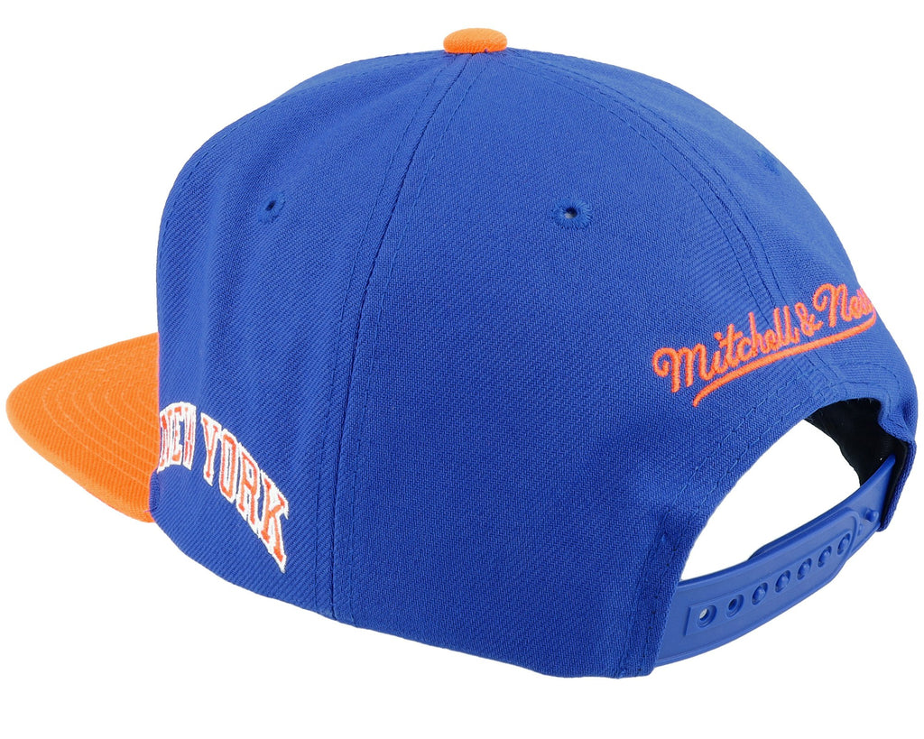 MENS MITCHELL & NESS NBA LOGO BLUR SNAPBACK HWC KNICKS - BLUE-ORANGE