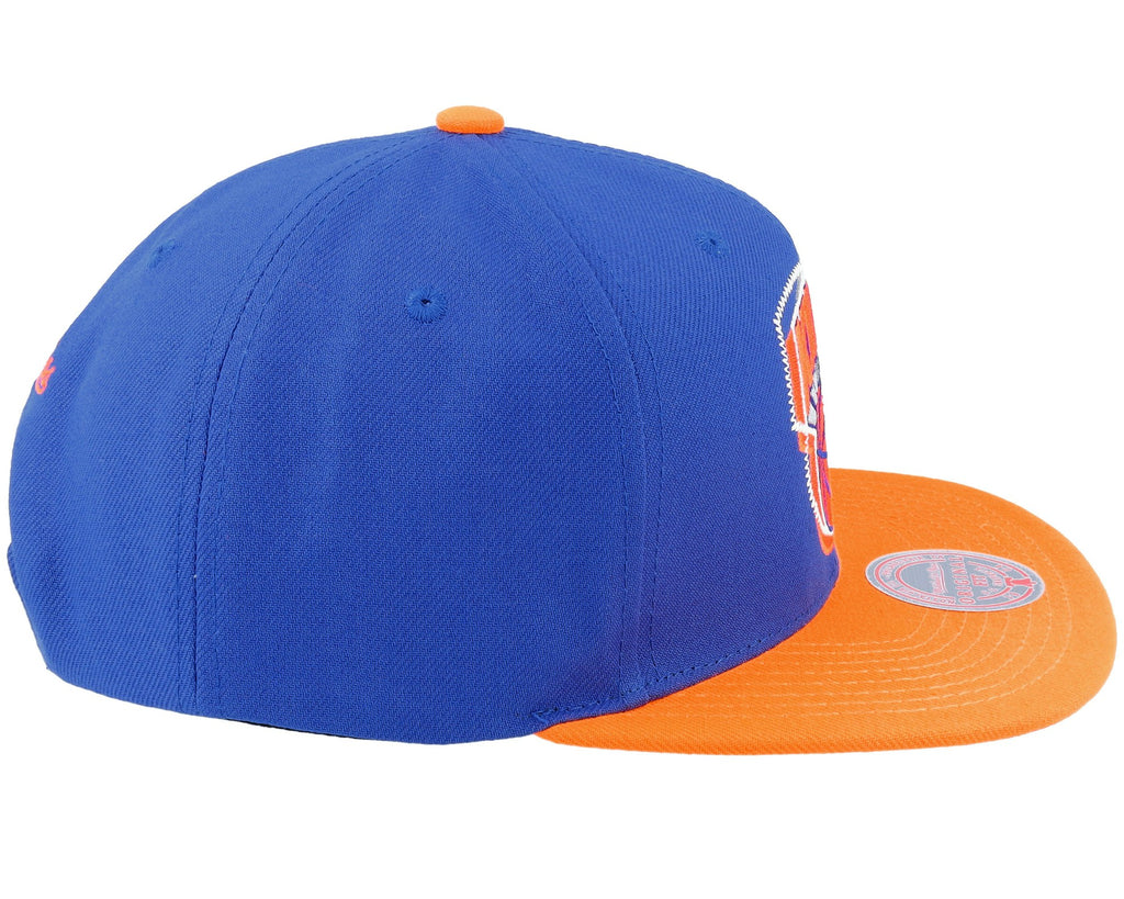 MENS MITCHELL & NESS NBA LOGO BLUR SNAPBACK HWC KNICKS - BLUE-ORANGE