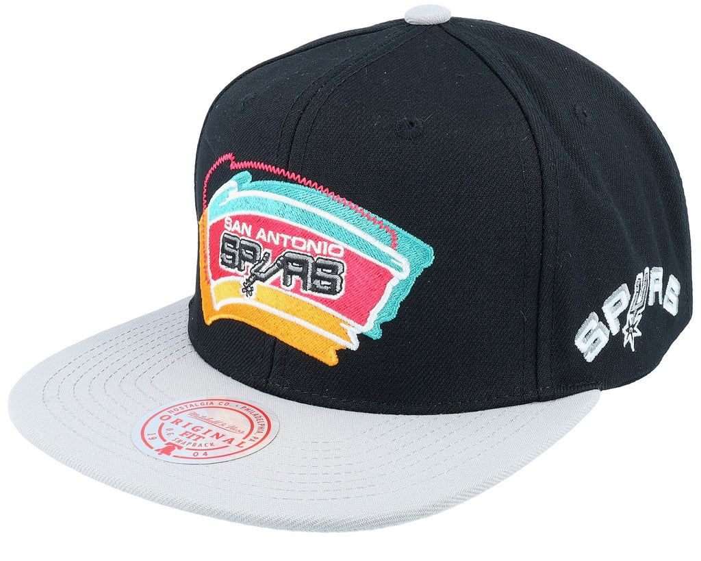 MENS MITCHELL & NESS NBA LOGO BLUR SNAPBACK HWC SPURS - BLACK-GREY