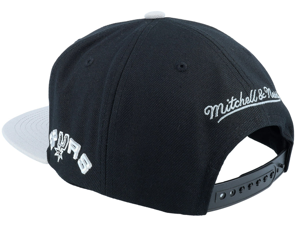 MENS MITCHELL & NESS NBA LOGO BLUR SNAPBACK HWC SPURS - BLACK-GREY