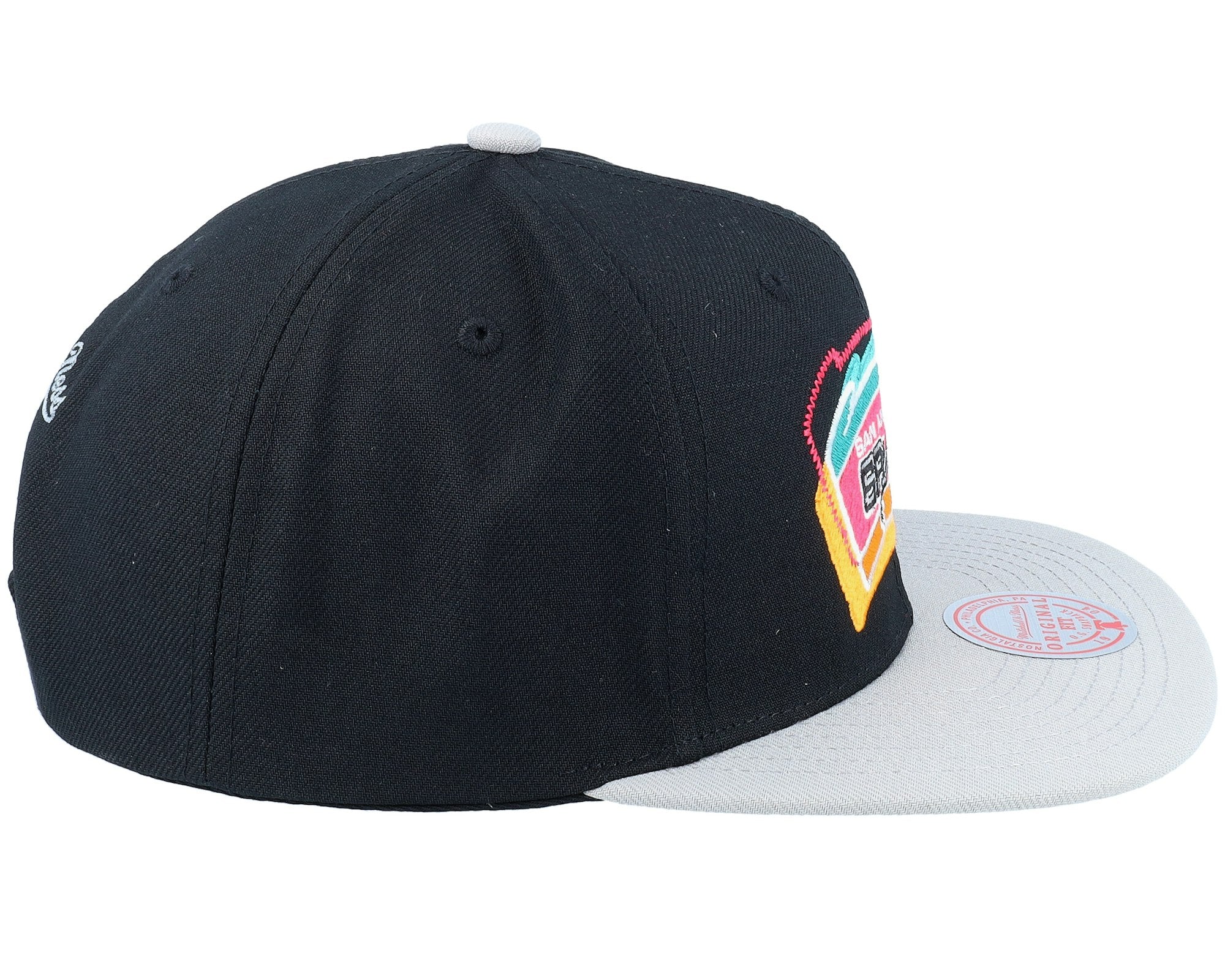 MENS MITCHELL & NESS NBA LOGO BLUR SNAPBACK HWC SPURS - BLACK-GREY
