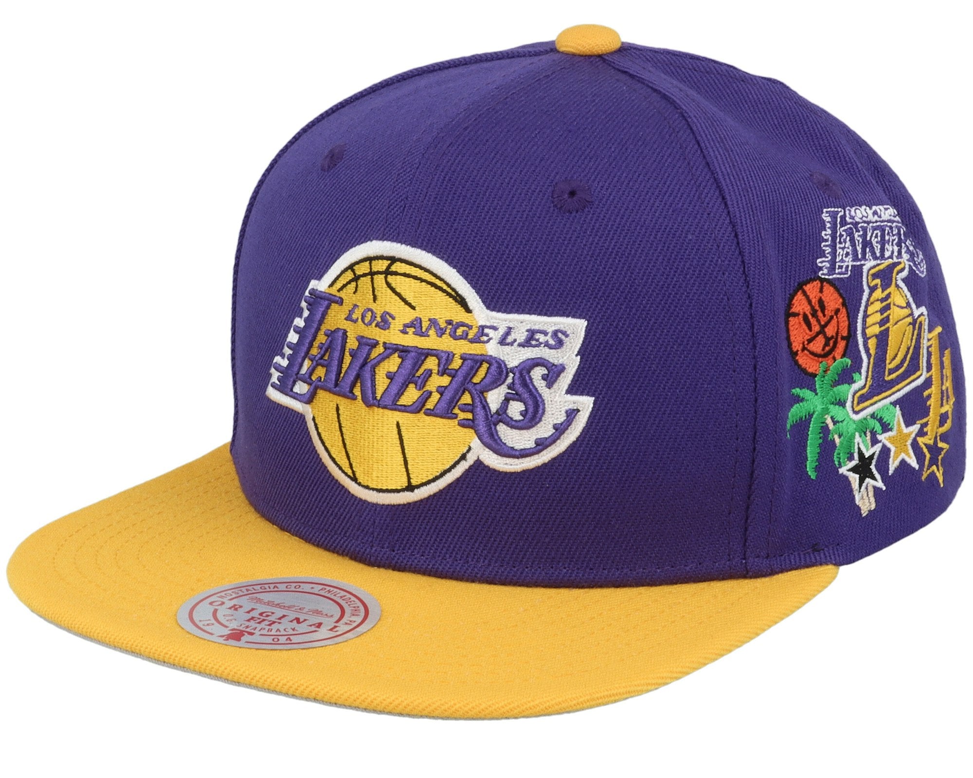 MENS MITCHELL & NESS NBA PATCH OVERLOAD SNAPBACK LAKERS - PURPLE-YELLOW