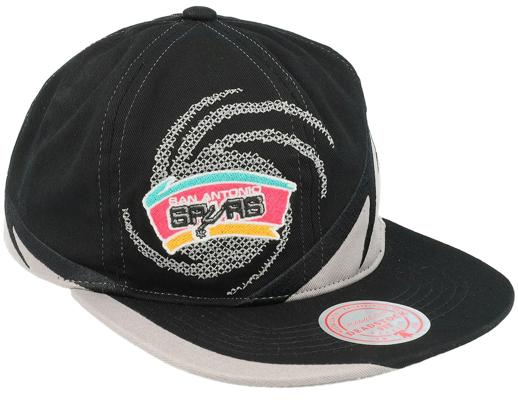MENS MITCHELL & NESS NBA SPIRAL DEADSTOCK SNAPBACK HWC SPURS - BLACK