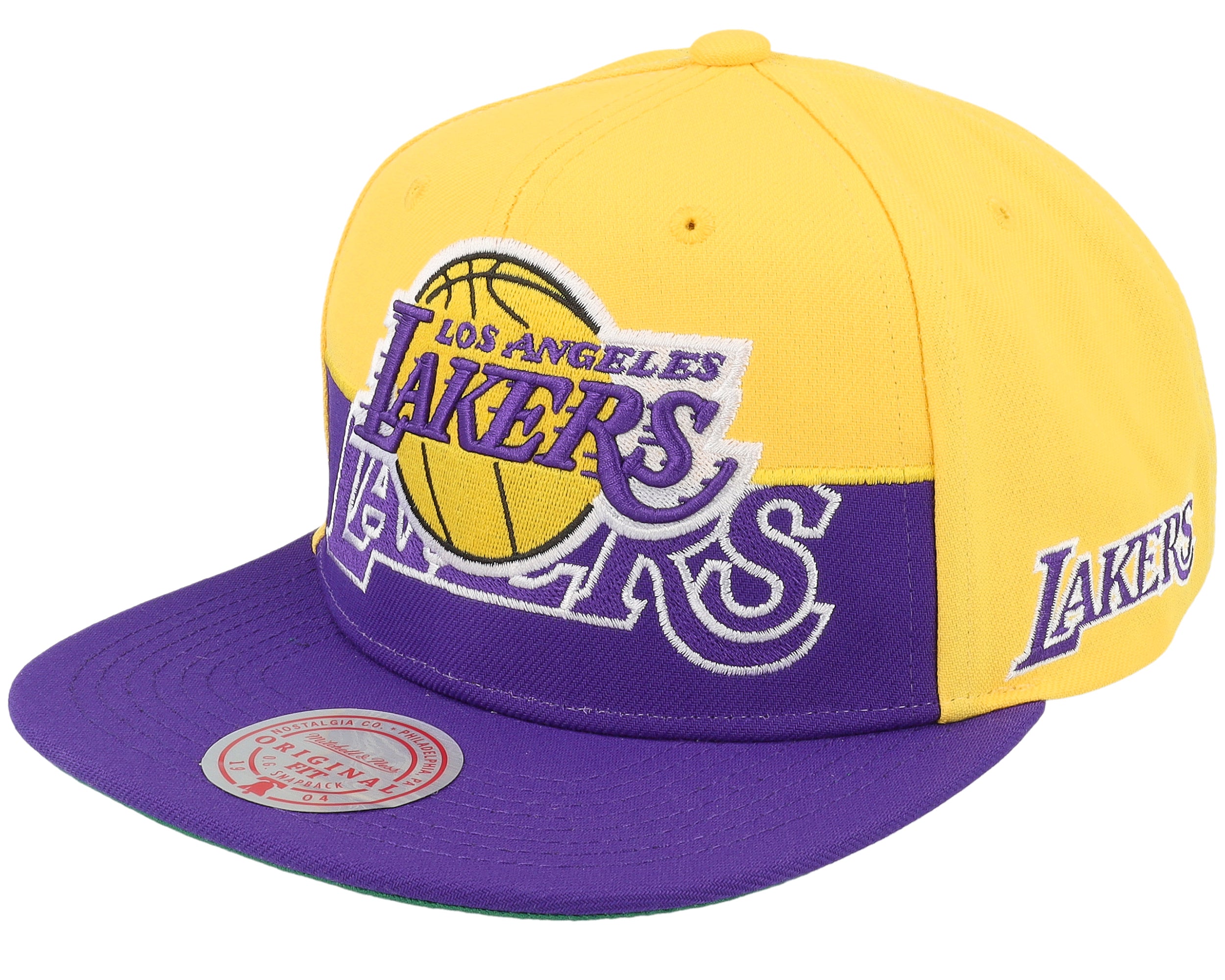 Mens Mitchell & Ness NBA HALF N HALF SNAPBACK LAKERS