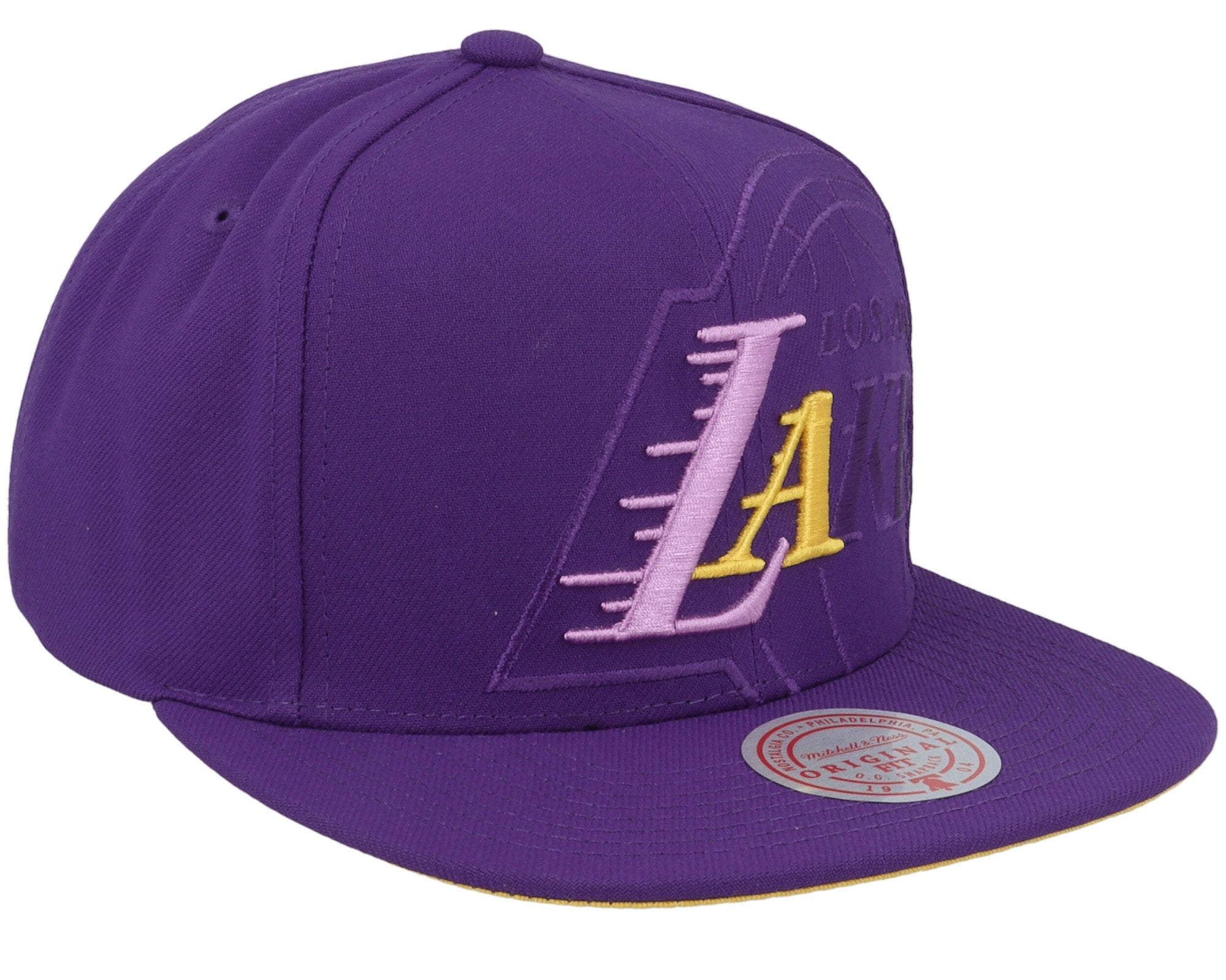 MENS MITCHELL & NESS NBA XL LOGO POP SNAPBACK LAKERS - PURPLE
