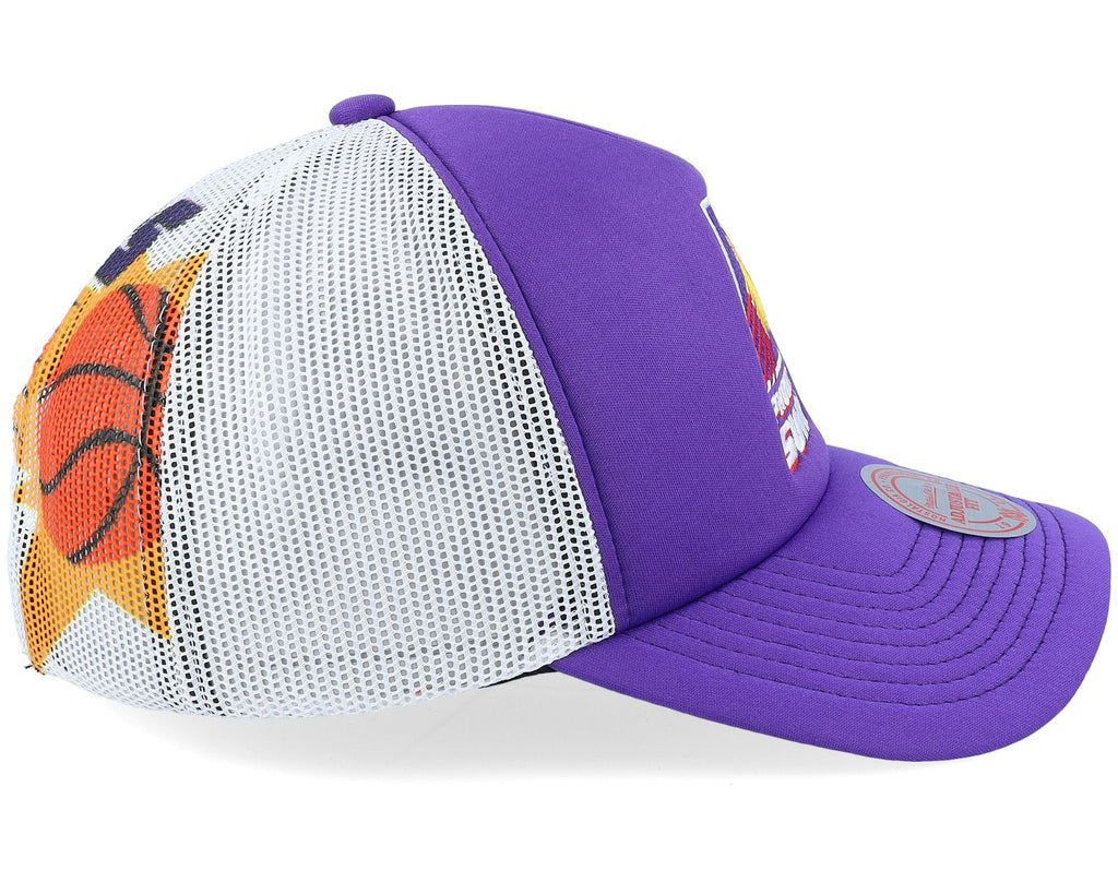 MENS MITCHELL & NESS NBA OFF THE BACKBOARD TRUCKER HWC SUNS - PURPLE-WHITE