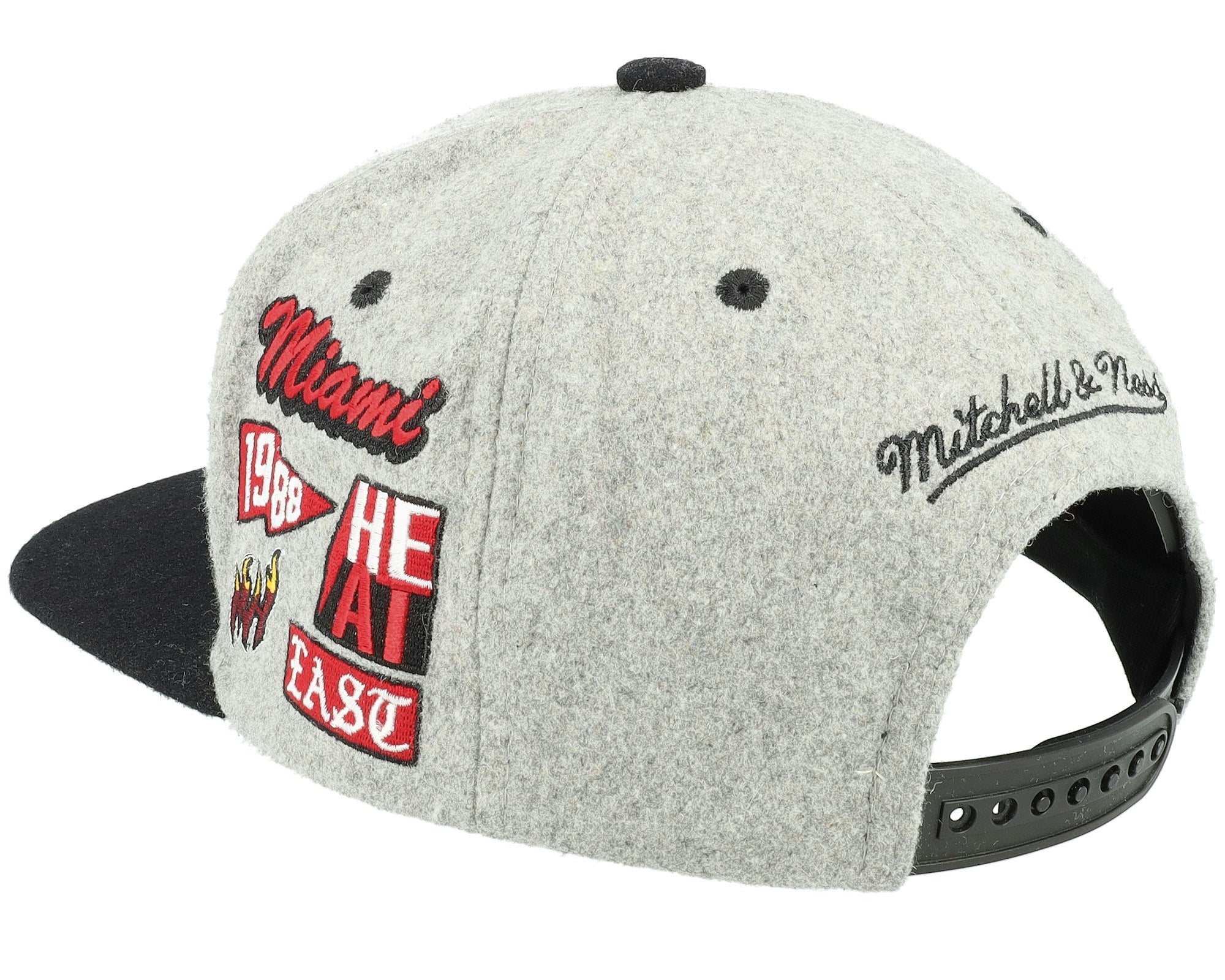 MENS MITCHELL & NESS NBA MELTON PATCH SNAPBACK HWC HEAT - GREY