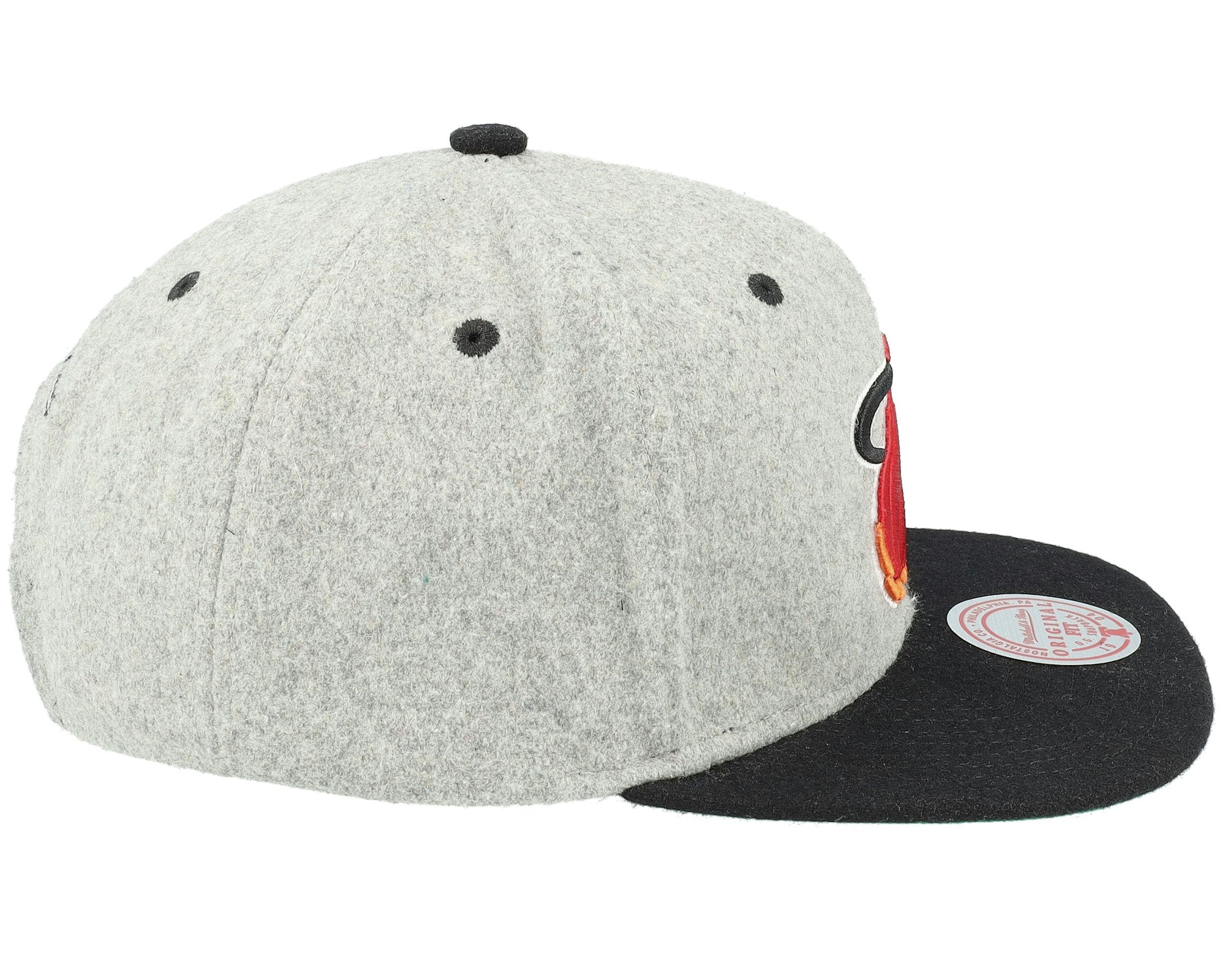 MENS MITCHELL & NESS NBA MELTON PATCH SNAPBACK HWC HEAT - GREY