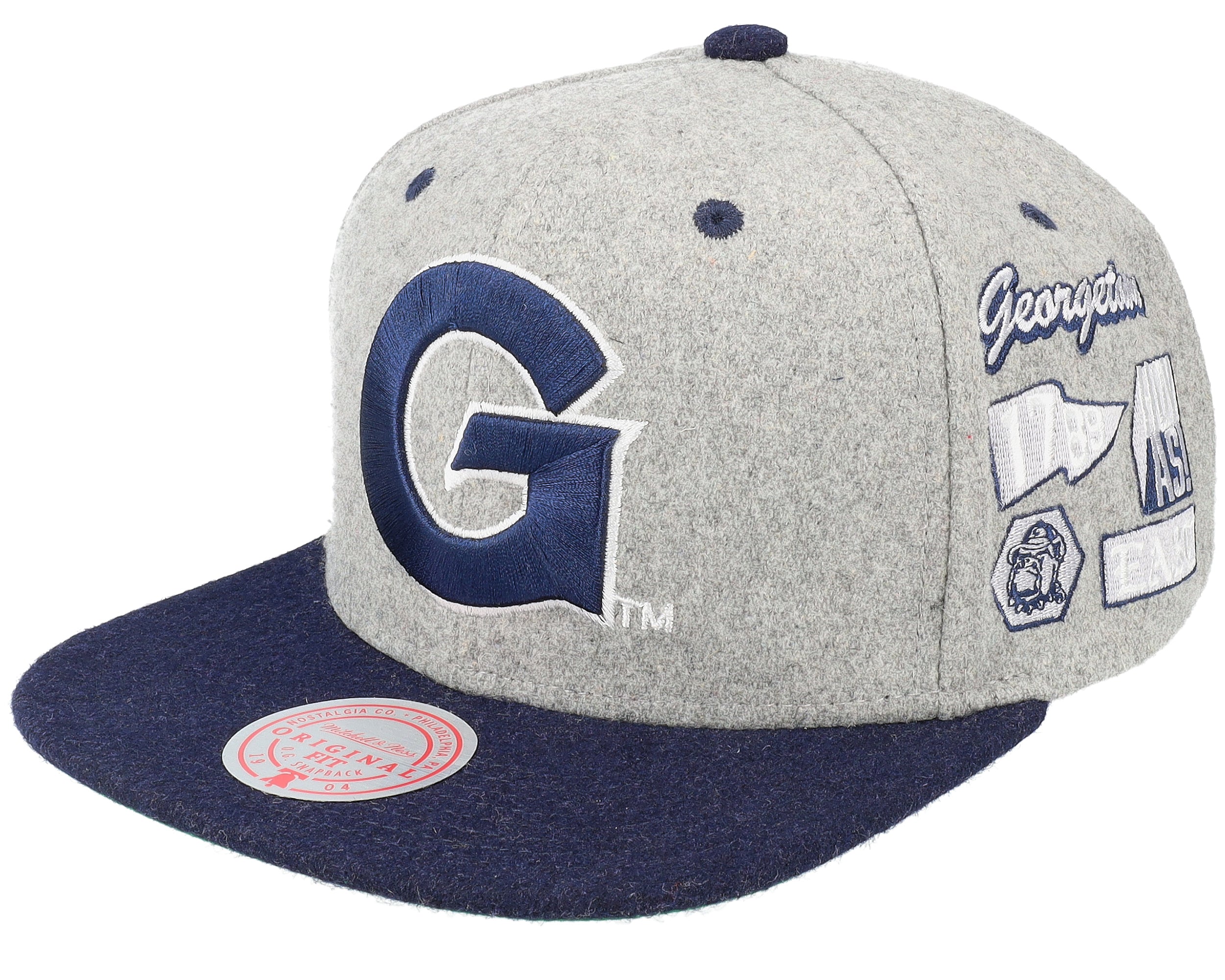 Mens Mitchell & Ness NCAA MELTON PATCH SNAPBACK GEORGETOWN