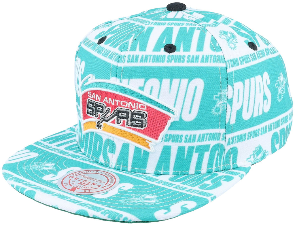 MENS MITCHELL & NESS NBA MEAT PAPER SNAPBACK HWC SPURS - TEAL