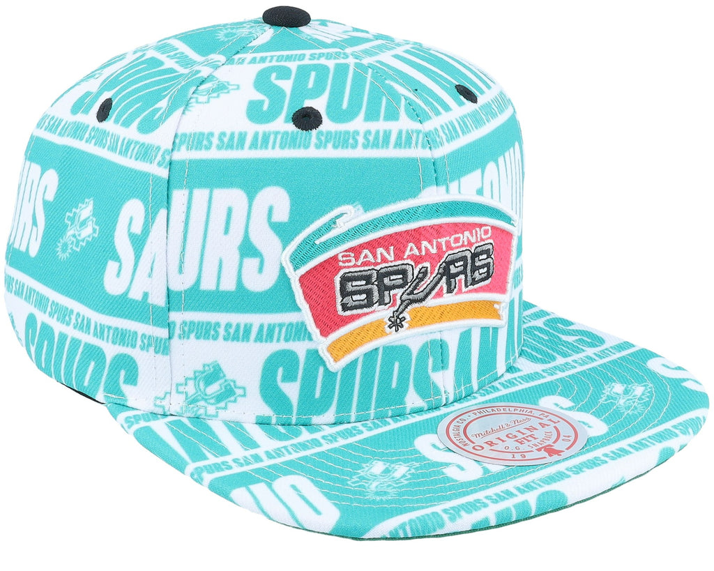 MENS MITCHELL & NESS NBA MEAT PAPER SNAPBACK HWC SPURS - TEAL