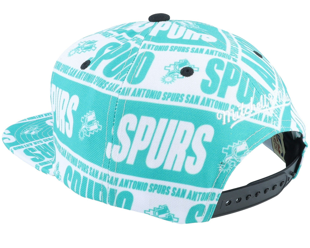MENS MITCHELL & NESS NBA MEAT PAPER SNAPBACK HWC SPURS - TEAL