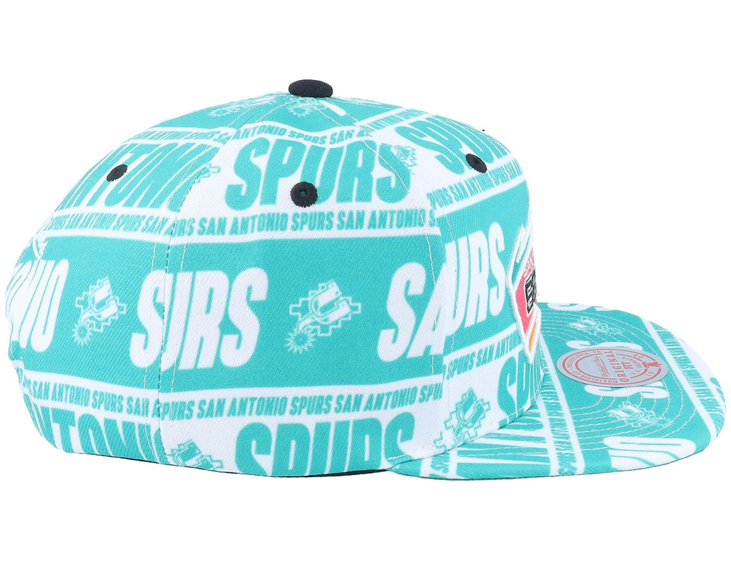 MENS MITCHELL & NESS NBA MEAT PAPER SNAPBACK HWC SPURS - TEAL