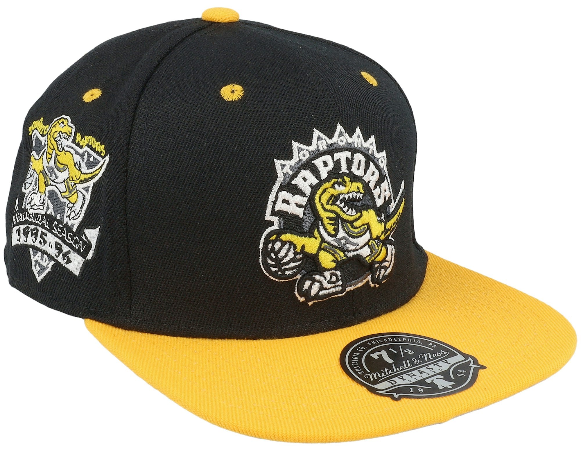 MENS MITCHELL & NESS NBA YELLOW TOE FITTED HWC RAPTORS - BLACK-YELLOW