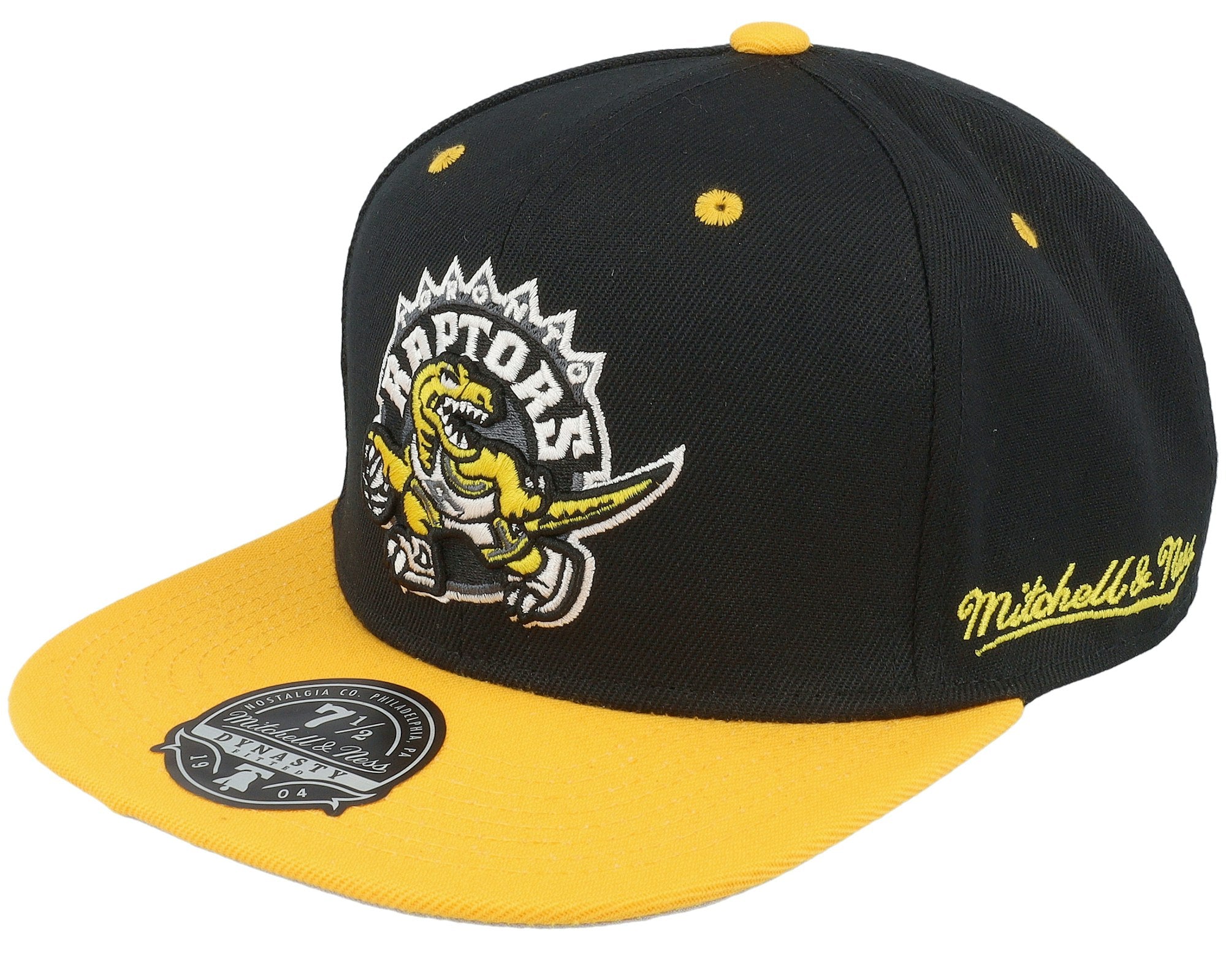 MENS MITCHELL & NESS NBA YELLOW TOE FITTED HWC RAPTORS - BLACK-YELLOW