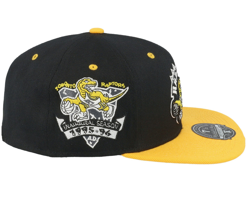 MENS MITCHELL & NESS NBA YELLOW TOE FITTED HWC RAPTORS - BLACK-YELLOW