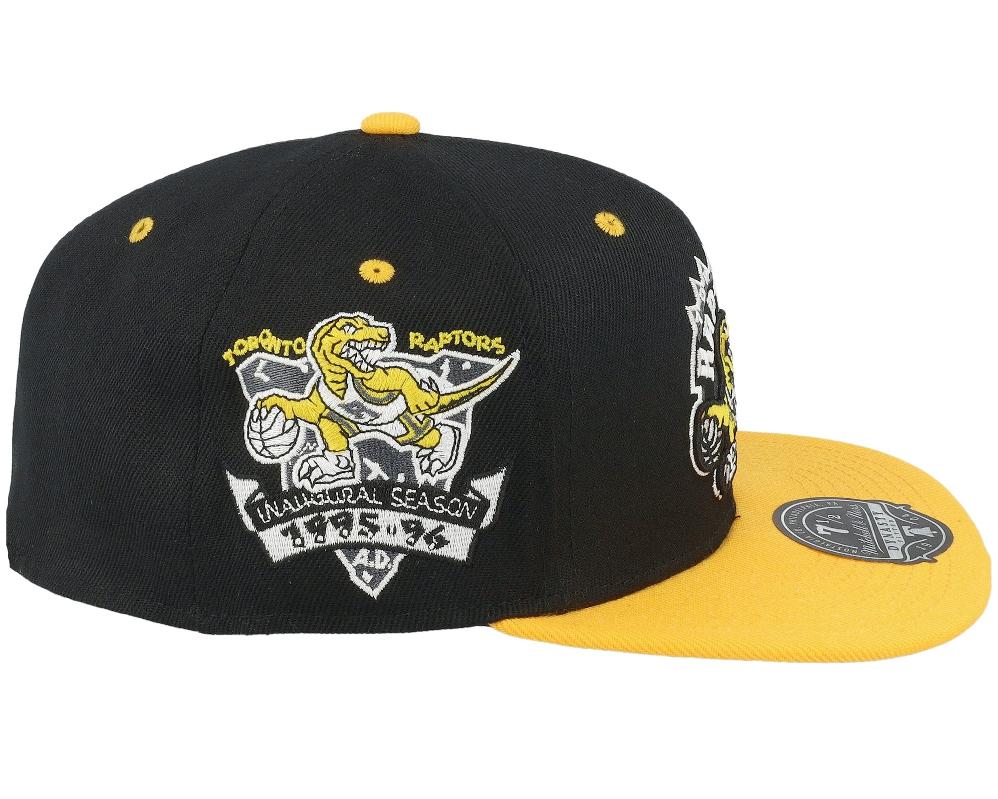 MENS MITCHELL & NESS NBA YELLOW TOE FITTED HWC RAPTORS - BLACK-YELLOW