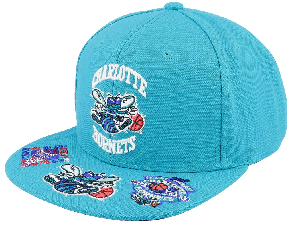 MENS MITCHELL & NESS NBA FRONT FACE SNAPBACK HWC HORNETS - TEAL