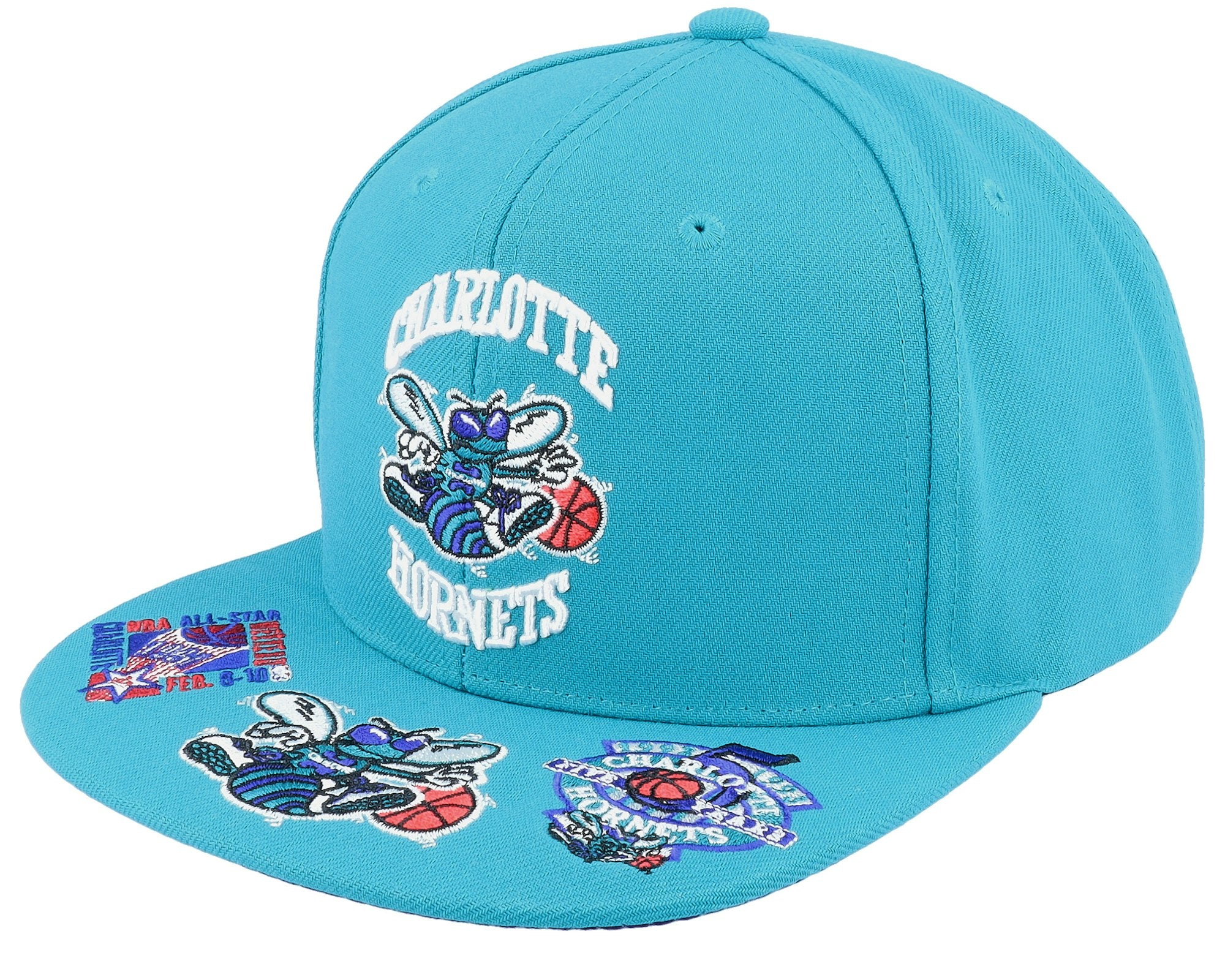MENS MITCHELL & NESS NBA FRONT FACE SNAPBACK HWC HORNETS - TEAL