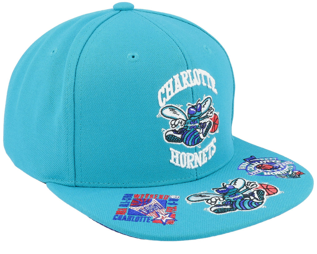 MENS MITCHELL & NESS NBA FRONT FACE SNAPBACK HWC HORNETS - TEAL