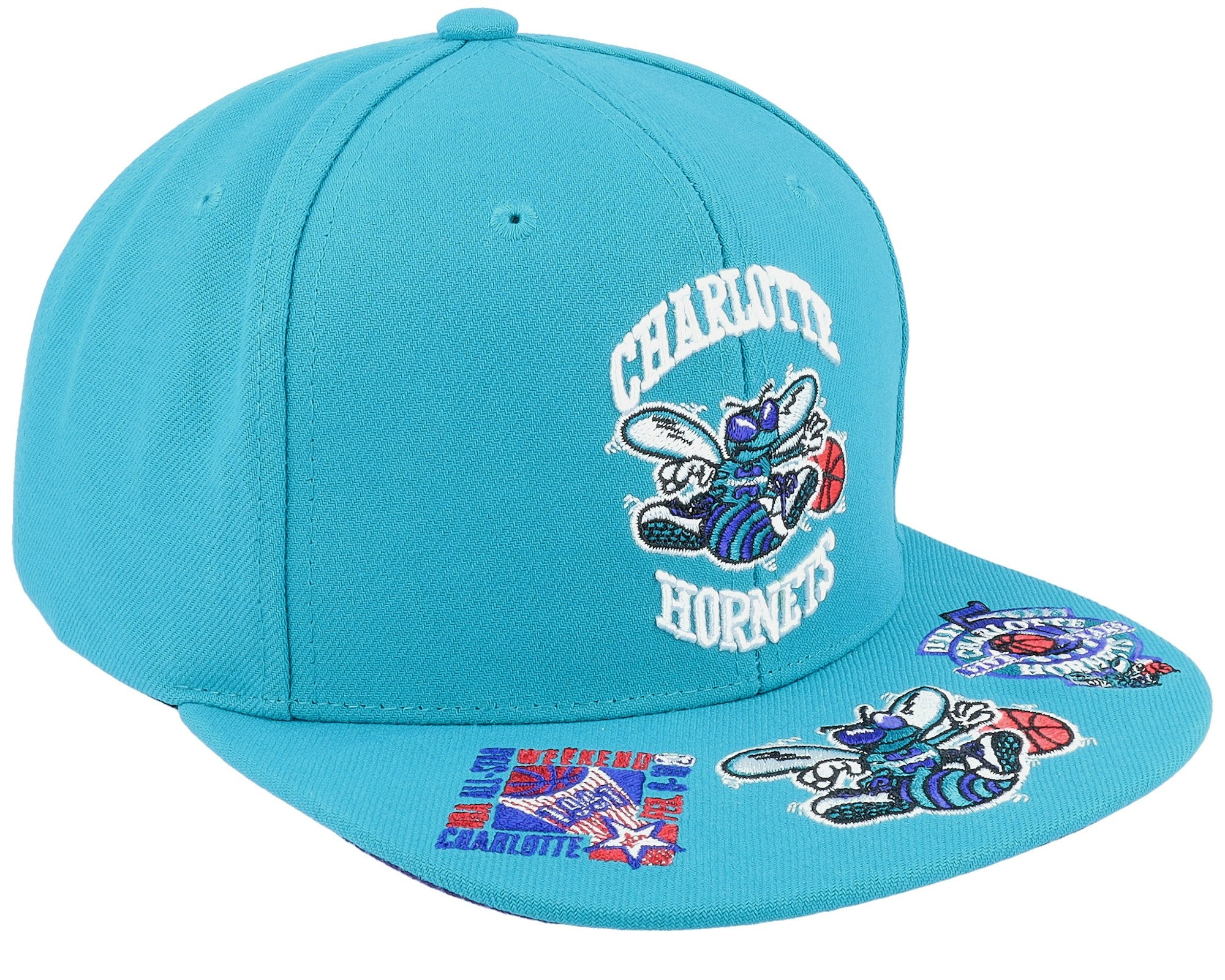 MENS MITCHELL & NESS NBA FRONT FACE SNAPBACK HWC HORNETS - TEAL
