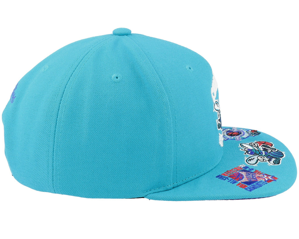 MENS MITCHELL & NESS NBA FRONT FACE SNAPBACK HWC HORNETS - TEAL