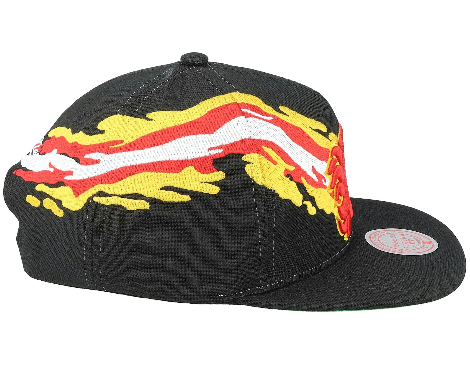 MENS MITCHELL & NESS NHL VINTAGE PAINTBRUSH SNAPBACK FLAMES - BLACK