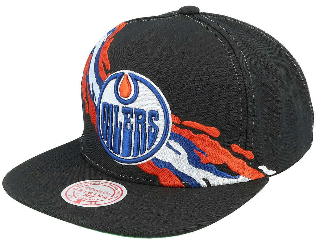 MENS MITCHELL & NESS NHL VINTAGE PAINTBRUSH SNAPBACK OILERS - BLACK
