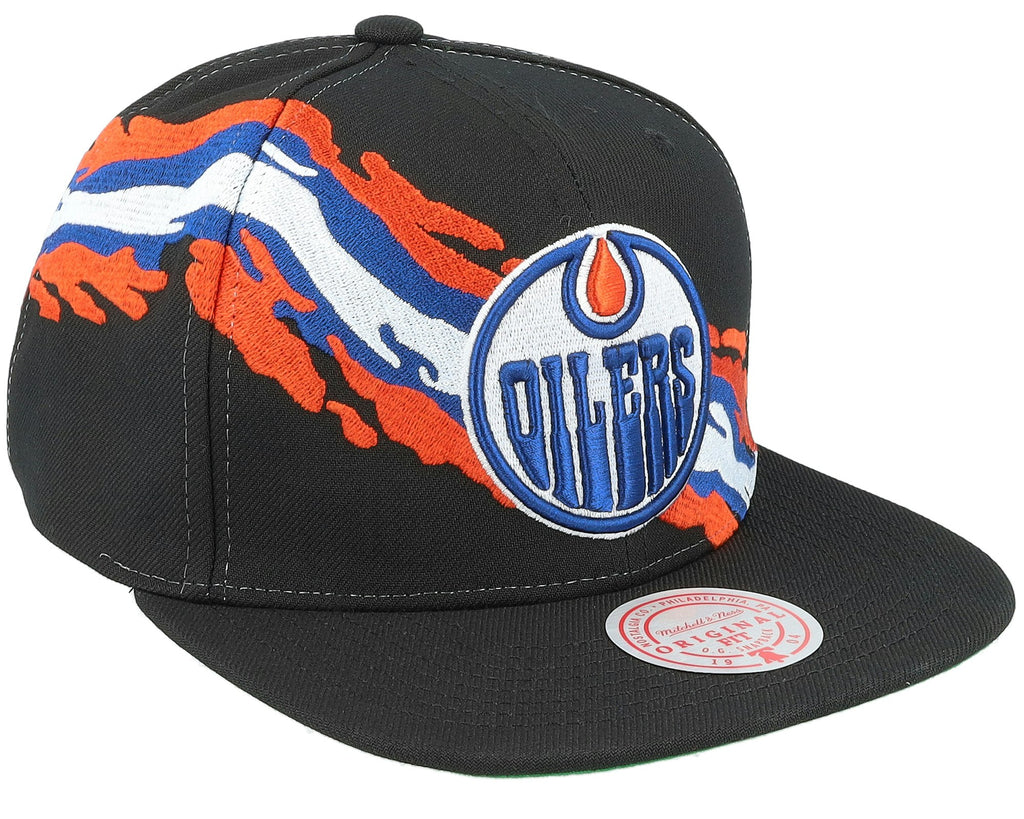 MENS MITCHELL & NESS NHL VINTAGE PAINTBRUSH SNAPBACK OILERS - BLACK