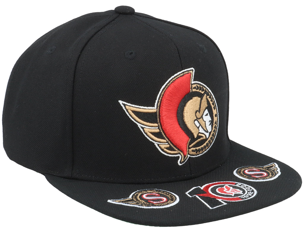 MENS MITCHELL & NESS NHL VINTAGE HAT TRICK SNAPBACK SENATORS - BLACK