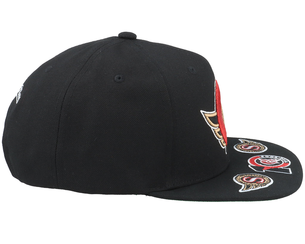 MENS MITCHELL & NESS NHL VINTAGE HAT TRICK SNAPBACK SENATORS - BLACK