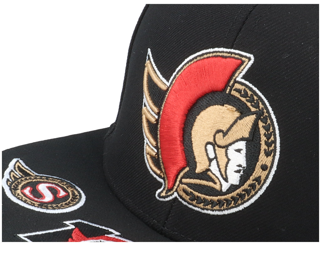 MENS MITCHELL & NESS NHL VINTAGE HAT TRICK SNAPBACK SENATORS - BLACK