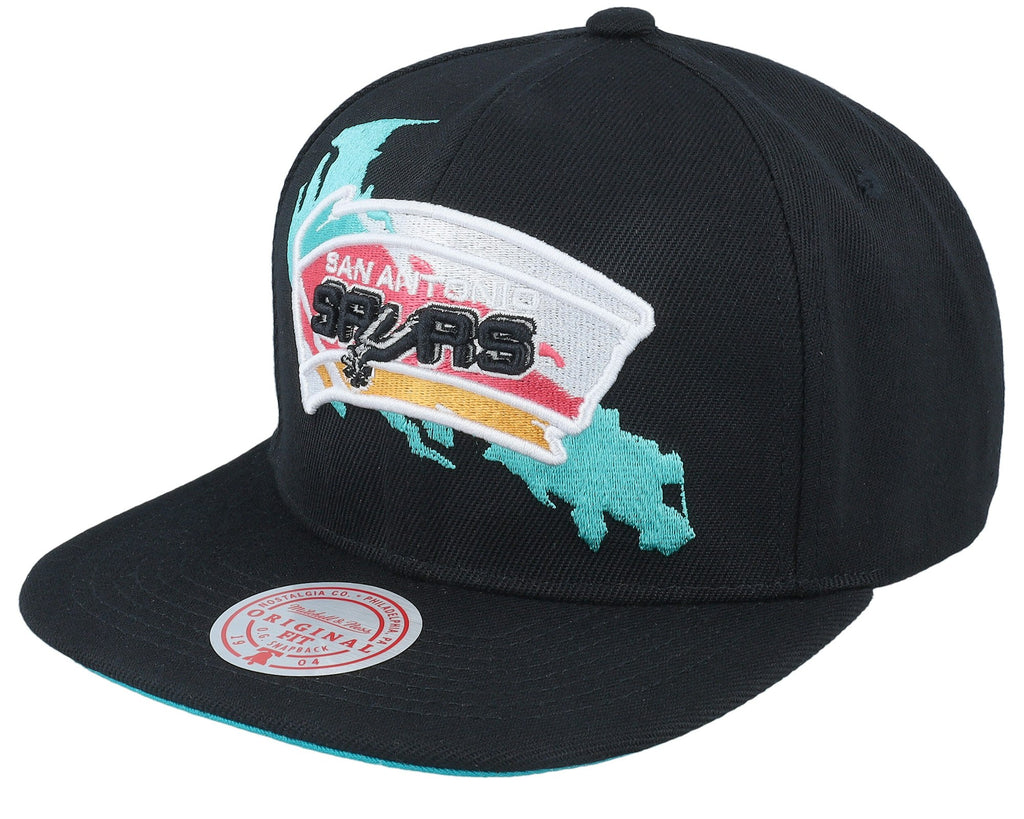MENS MITCHELL & NESS NBA PAINT BY NUMBER SNAPBACK HWC SPURS - BLACK