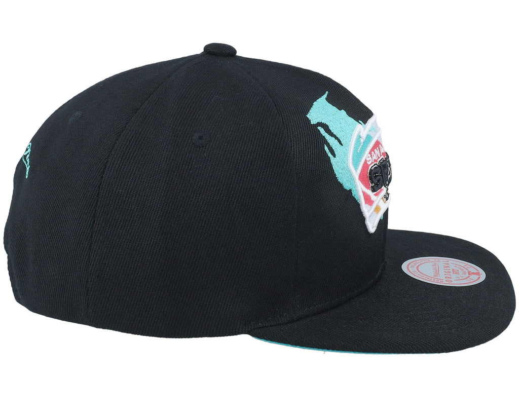 MENS MITCHELL & NESS NBA PAINT BY NUMBER SNAPBACK HWC SPURS - BLACK