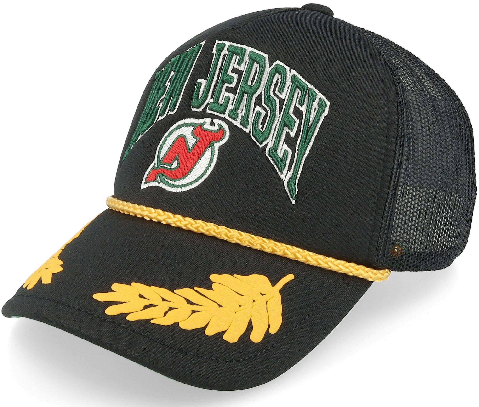 MENS MITCHELL & NESS NHL GOLD LEAF TRUCKER VNTG DEVILS - BLACK