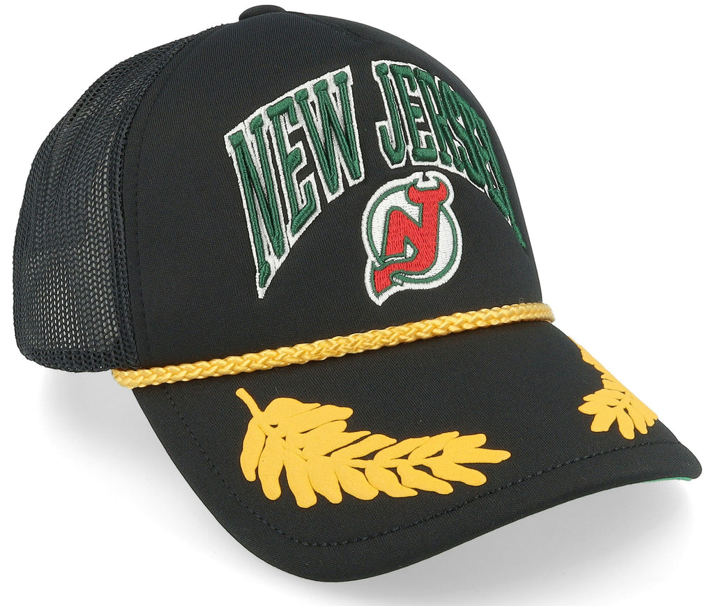 MENS MITCHELL & NESS NHL GOLD LEAF TRUCKER VNTG DEVILS - BLACK