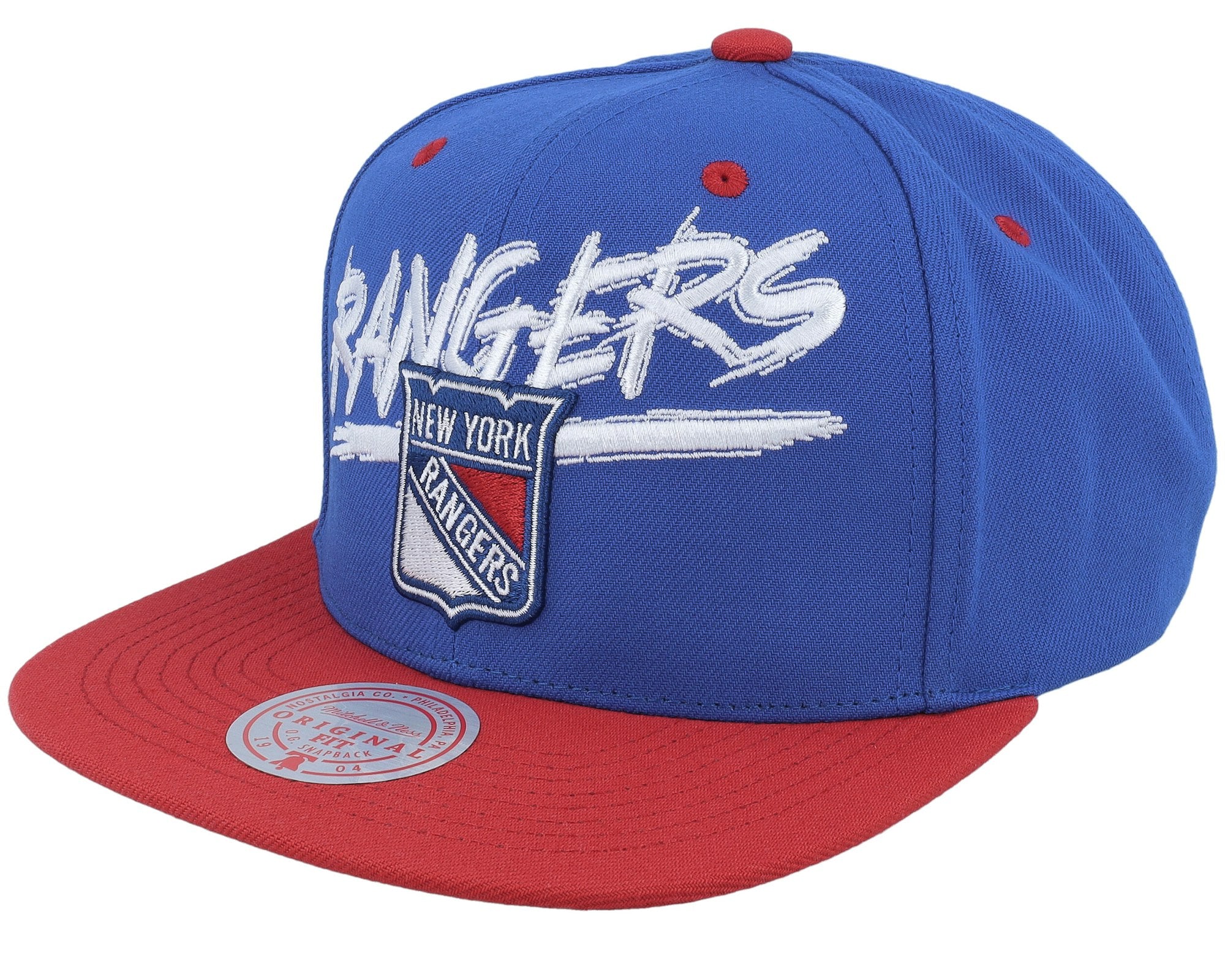 MENS MITCHELL & NESS NHL TRANSCRIPT SNAPBACK VNTG RANGERS - ROYAL-RED