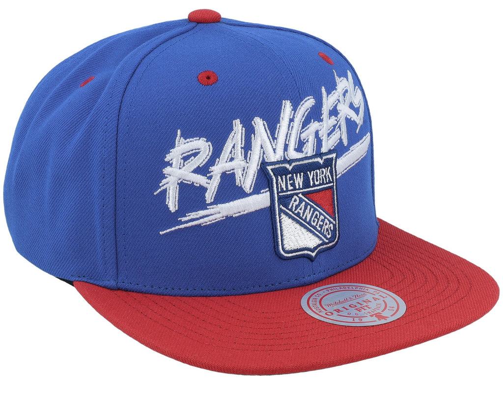 MENS MITCHELL & NESS NHL TRANSCRIPT SNAPBACK VNTG RANGERS - ROYAL-RED