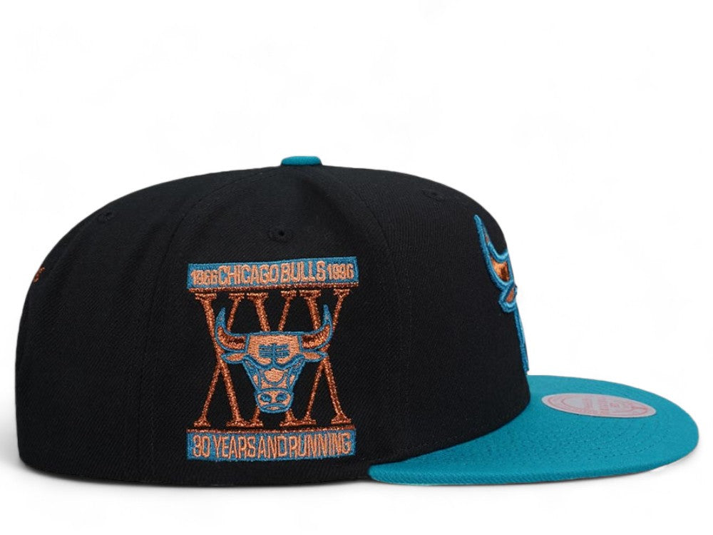 MENS MITCHELL & NESS NBA MAKE CENTS SNAPBACK BULLS - BLACK-TEAL