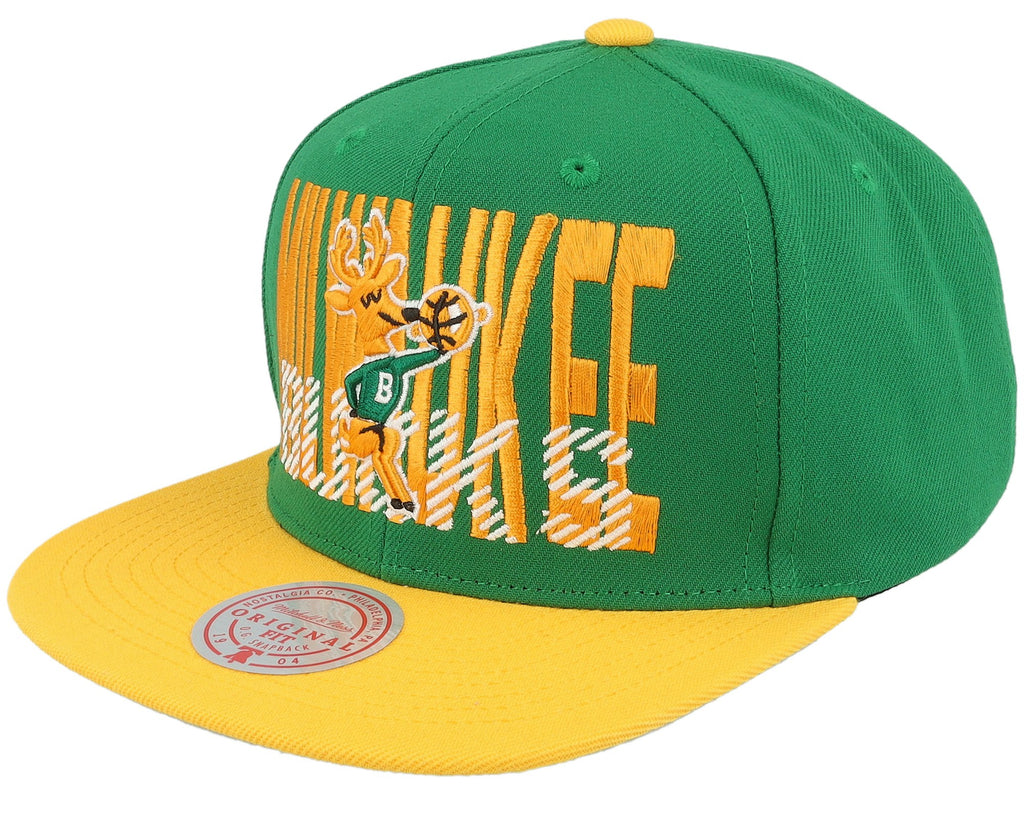 MENS MITCHELL & NESS NBA CROSS CHECK SNAPBACK HWC BUCKS