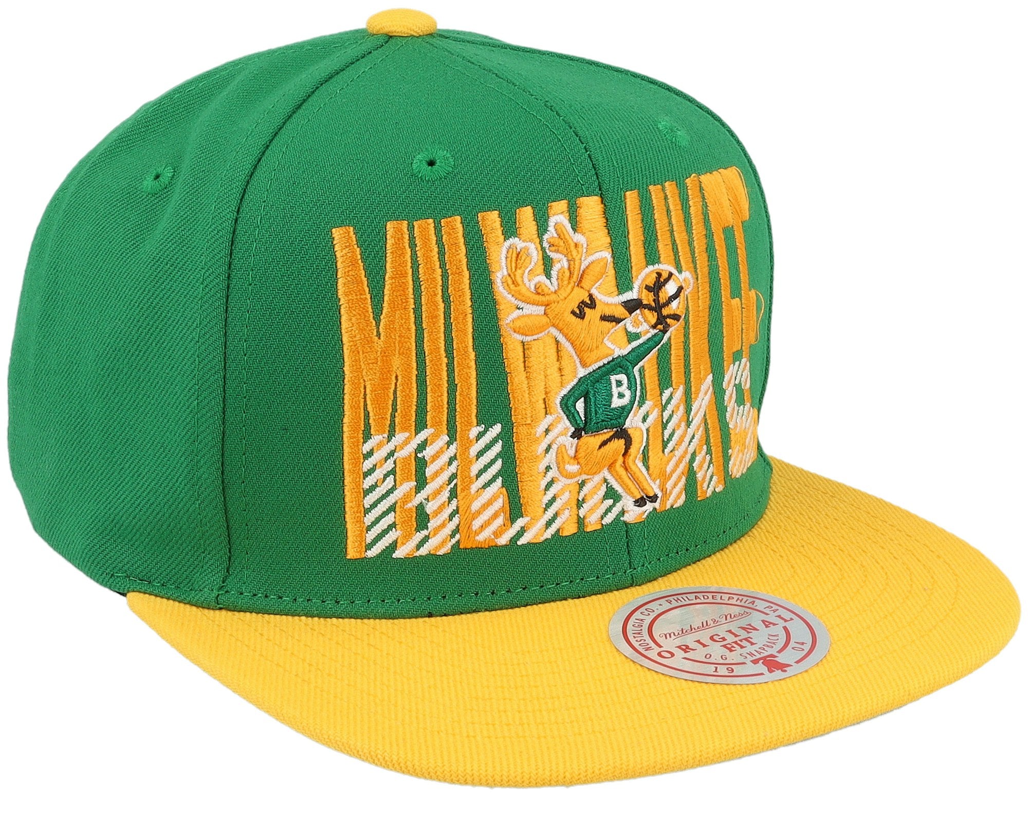 MENS MITCHELL & NESS NBA CROSS CHECK SNAPBACK HWC BUCKS