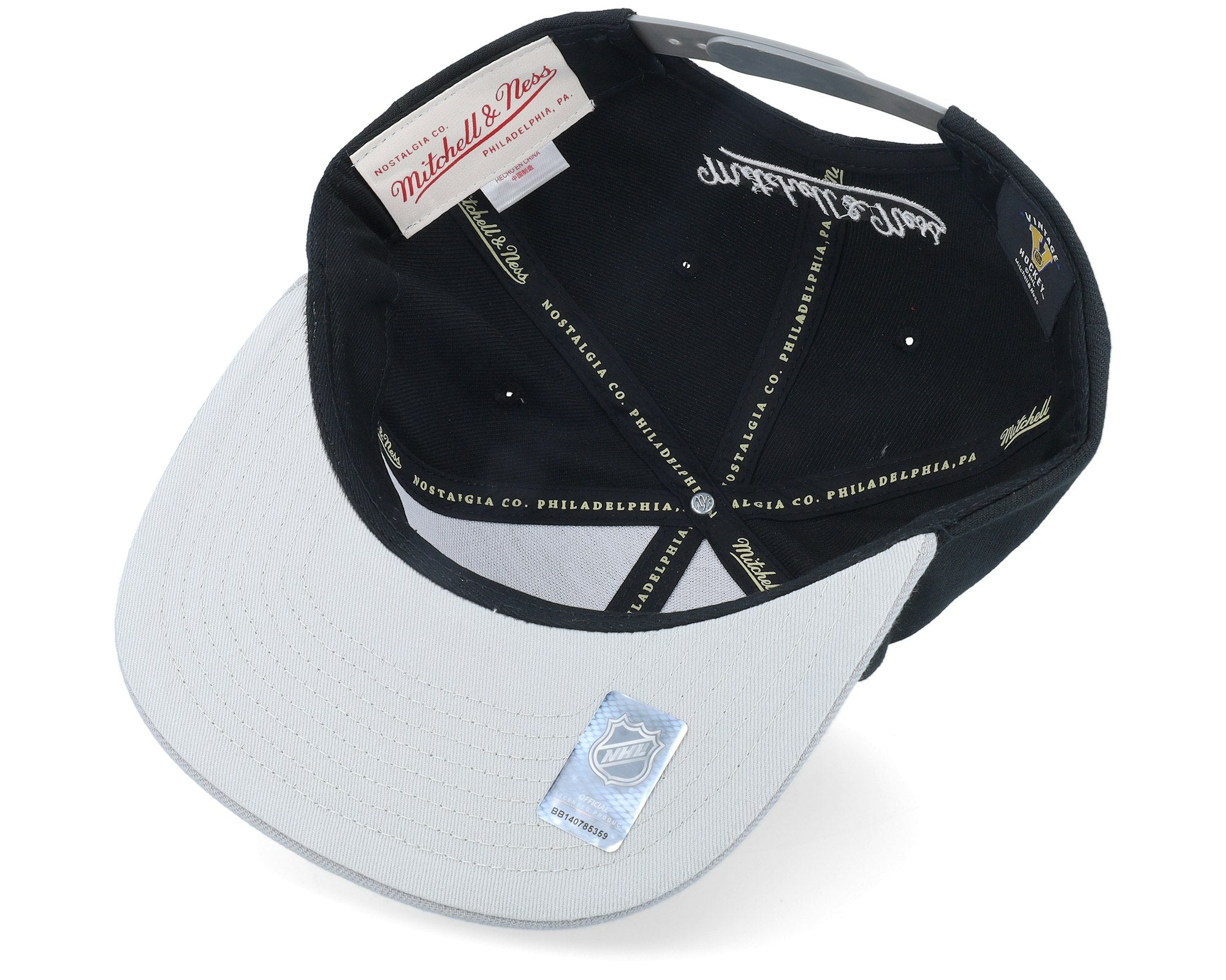 MENS MITCHELL & NESS NHL CROSS CHECK SNAPBACK VNTG KINGS - BLACK