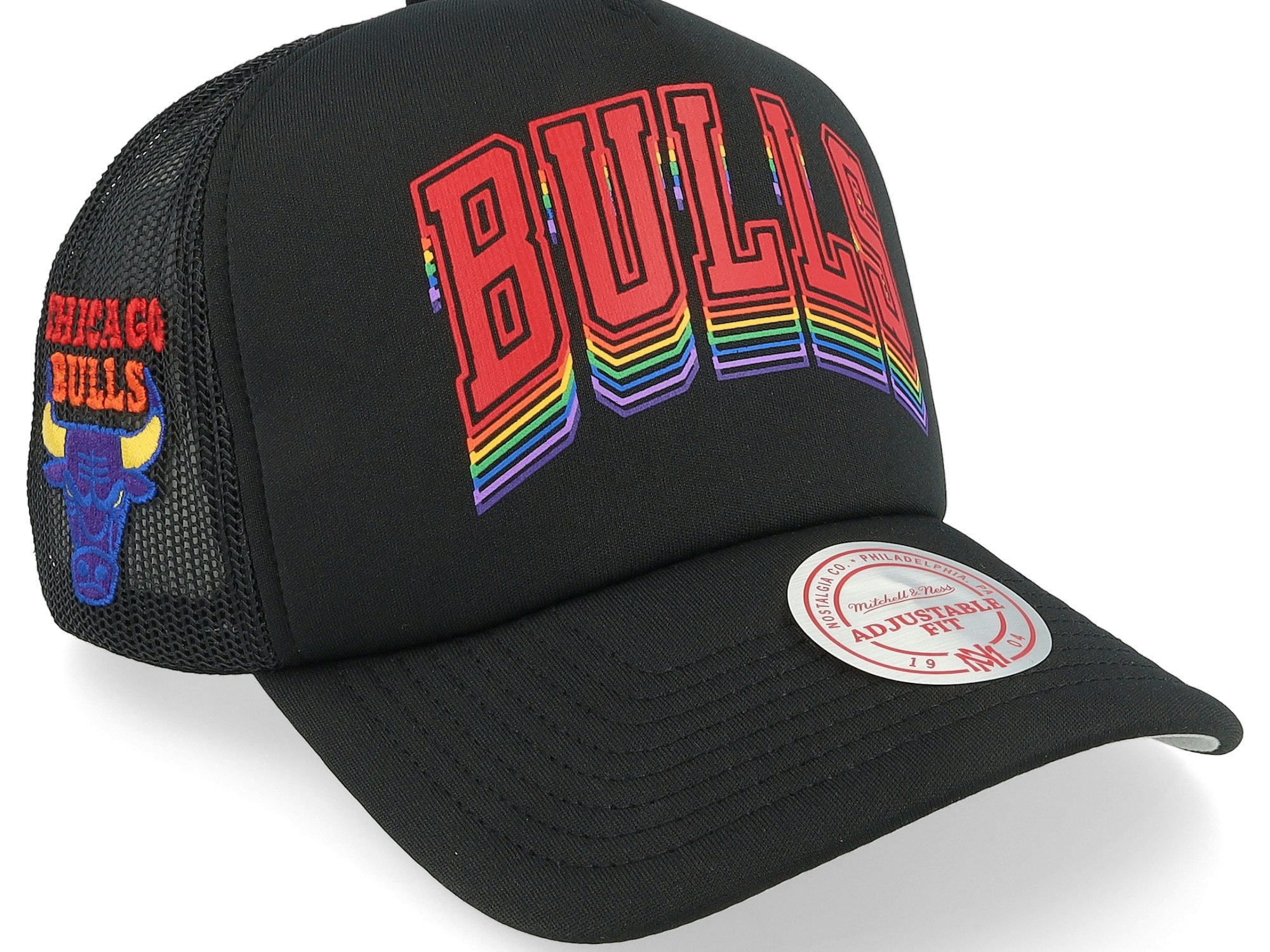 Mens MITCHELL & NESS NBA ROYGBIV TRUCKER BULLS